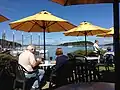 The Terrace Grille in 2015, looking northeast into Frenchman Bay between Bar Island and Sheep Porcupine Island