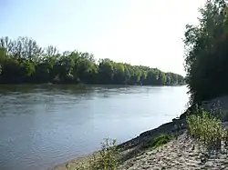 Tisza River in the village