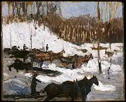 Logging, Spring, Algonquin Park, Spring 1916. Sketch. Private collection