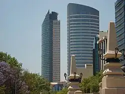 Torre St. Regis and the Torre Mayor, as seen from the base of The Angel of Independence