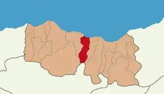 Map showing Yomra District in Trabzon Province