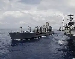 John Ericsson refueling aircraft carrier USS Nimitz (CVN-68) in September 2009.