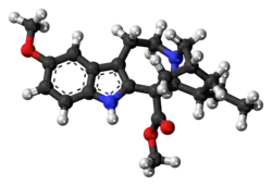 Ball-and-stick model of the voacangine molecule