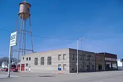 City water tower and stores