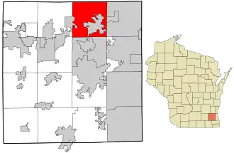 Location in Waukesha County and the state of Wisconsin.