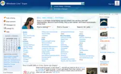 A screenshot of Windows Live Expo homepage.