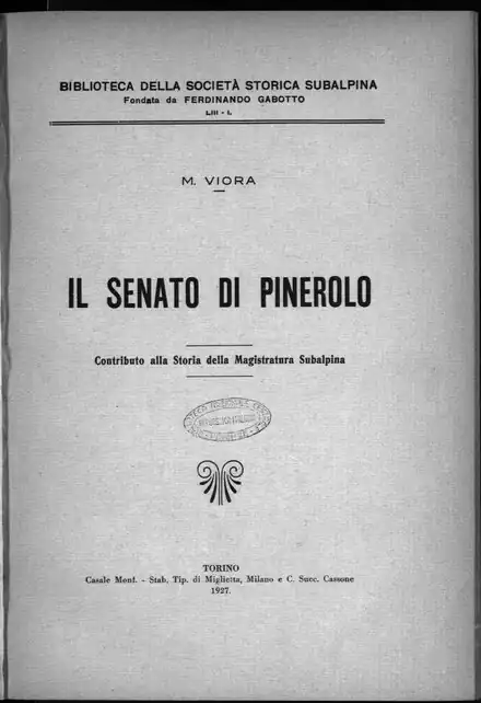 Top of the title page during the direction of Armando Tallone, from 1919 to 1935