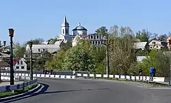 Skyline of Bohuslav across the Ros River