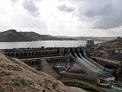 A view of Fariman's Dam. An ancient dam possibly dating back to the reign of Sassanid kings of Persia but it was rebuilt during the Timurid and the Qajar era in its current form.