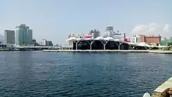 Wide-angle view of the harborside at Glory Pier, Kaoshiung, Taiwan.