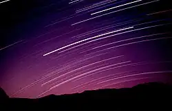 Fixed tripod mounted camera capturing "star trails"