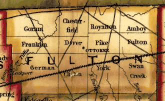 1851 Railroad map: Ottokee is the county seat of justice.