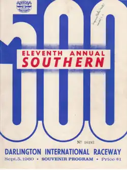 1960 Southern 500 program cover