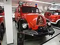 Early design Magirus Mercur four wheel drive pumper with round hood as used in many German fire departments in the late 1950s