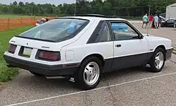 1985 Mercury Capri GS 5.0 L rear view, showing the distinctive hatch design