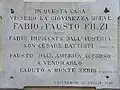 Plaque for Fausto Filzi, killed on Monte Zebio on 8 June 1917 (see mine #12)