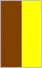 A two-toned rectangular shape, one half of which is brown and the other half gold