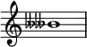 { \omit Score.TimeSignature \relative c'' {   \tweak Accidental.stencil #ly:text-interface::print \tweak Accidental.text \markup { \concat { \doubleflat \doubleflat }}beses1 } }