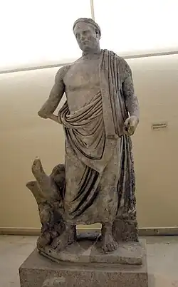 Ancient Roman statue of emperor Balbinus, dating from 238 AD, on display in the Archaeological Museum of Piraeus (Athens)