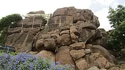 A prominent granite hillock bearing Asokan inscriptions