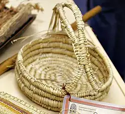 Aboriginal-style basket made from lomandra longifolia.