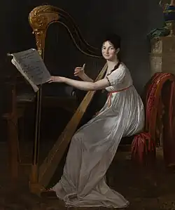 Adèle Papin Playing the Harp by Guillaume Guillon-Lethière