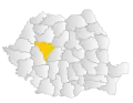 Map of Romania highlighting Alba County