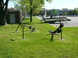 Anchors of HMS Fury at the Royal Military College Saint-Jean at Fort Saint-Jean, Quebec, Canada