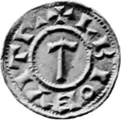 Black and white photo of an Anglo-Scandinavian coin