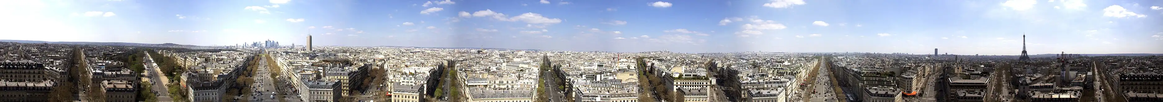 Paris seen from the top of the Arc de Triomphe.