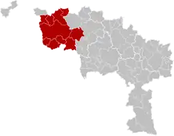 Location of the arrondissement in Hainaut