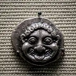 Fig. 14 Gorgoneion; silver didrachm issued by Athens (mid-late sixth century BC).[86]