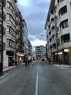 Street in Tarancón with tall buildings on both sides