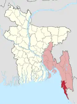 Location of Cox's Bazar District within Bangladesh