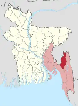 Location of Khagrachari District within Bangladesh