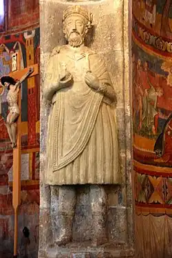 Stucco sculpture of Charlemagne, Saint John Abbey, Müstair, 10th–12th century