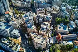 the upper part of the street