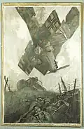Boche Plane Falling in No Man's Land of Verdun Offensive