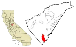Location in Calaveras County and the state of California