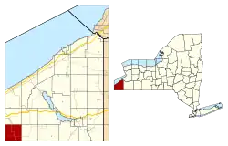 Location within Chautauqua County and New York state