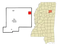 Location of Okolona, Mississippi