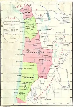 Map of Chile's Norte Grande, 1885