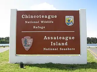 Sign at entrance from Chincoteague