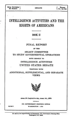 Title page of Book II of the Church Committee report