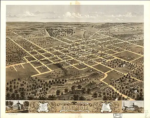 An artists rendering of downtown Columbia in 1869