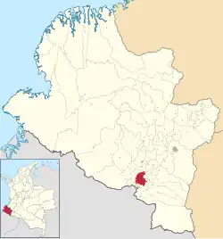 Location of the municipality and town of Pupiales in the Nariño Department of Colombia.