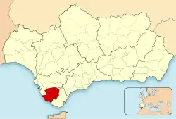 Location of La Janda in Andalusia, Spain