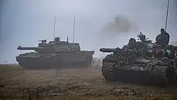 T-55 tanks of the Romanian 814th tank battalion and French Leclercs in Turda