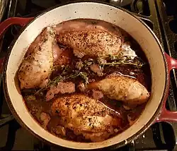 Coq au vin simmering