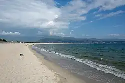 Ajaccio gulf beach of Ricanto in Corsica, Corse-du-Sud department